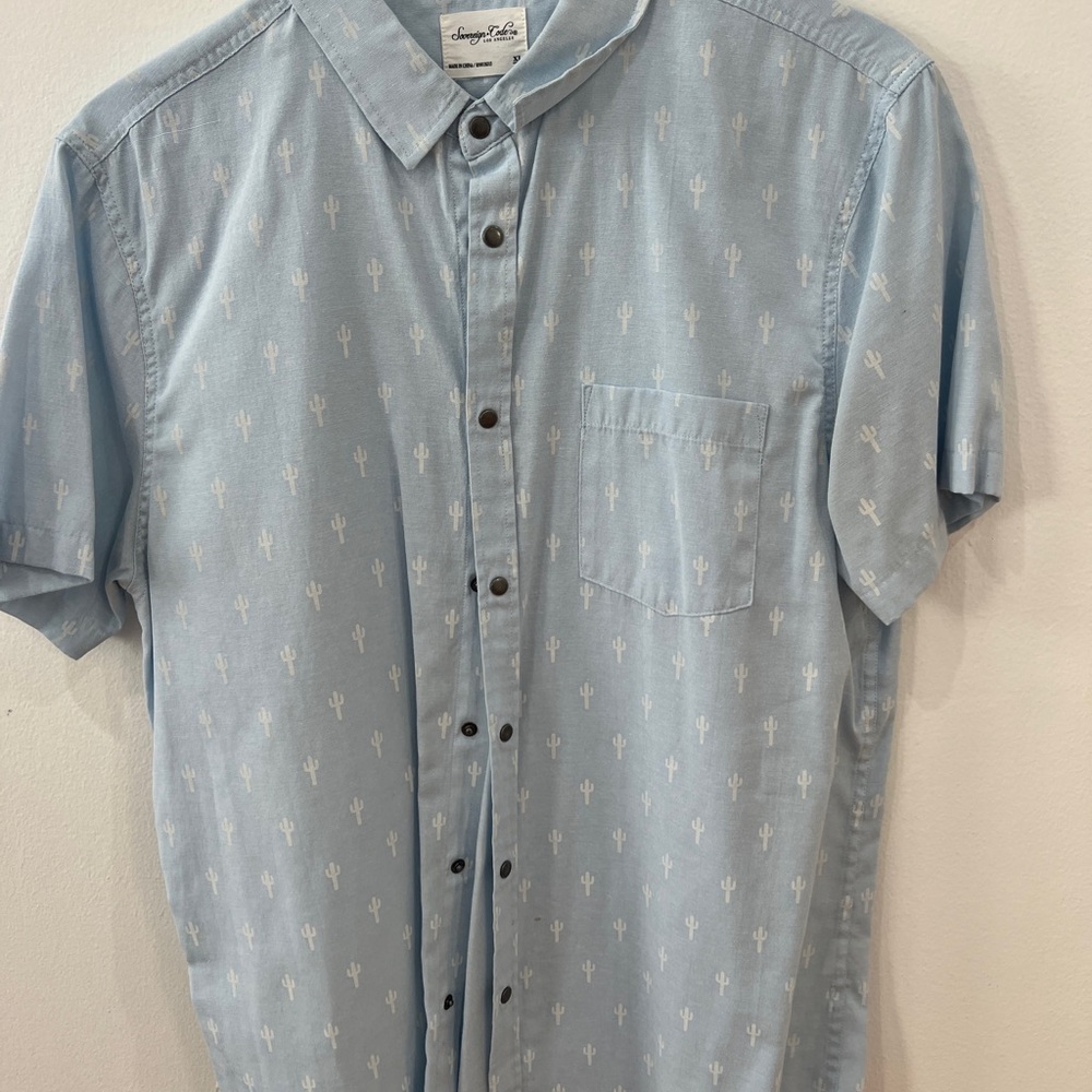 Sovereign Code Sky Blue Cactus Pattern Shirt